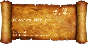 Alexics Márk névjegykártya